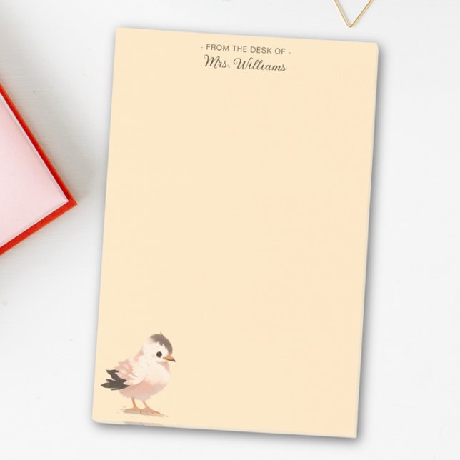 Modern Minimalist Cute Bird Monogram Script Yellow Post-it Notes (Creator Uploaded)