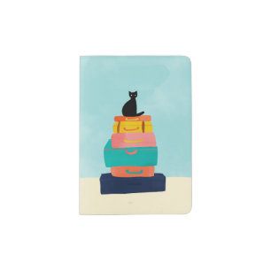 Modern Minimalist Cute Cat Traveling Passport Holder