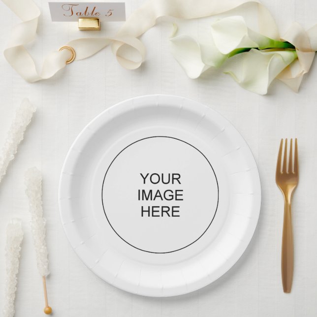 Modern Minimalist Cute Elegant Round Template Paper Plates (Wedding)