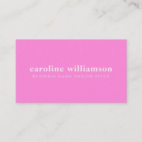 Modern Minimalist Cute Girly Pink Professional Business Card