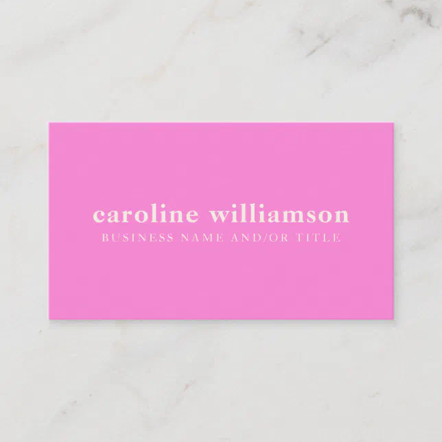 Modern Minimalist Cute Girly Pink Professional Business Card | Zazzle