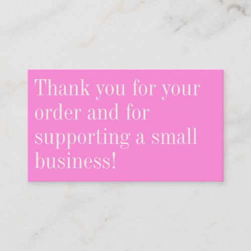 Modern Minimalist Cute Girly Pink Thank You Business Card