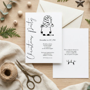 Modern Minimalist Cute Gnome Christmas Party Invitation