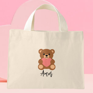 Modern Minimalist Cute Trendy Bear Mini Tote Bag