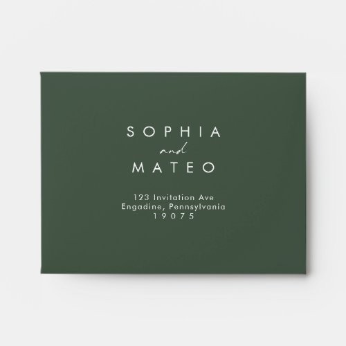 Modern Minimalist Dark Green Self Addressed RSVP Envelope