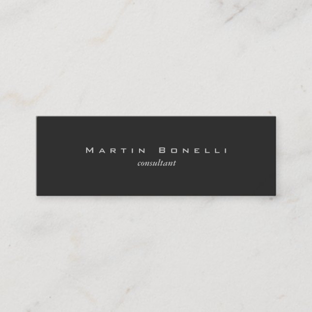 Modern Minimalist Dark Grey Skinny Business Card (Front)