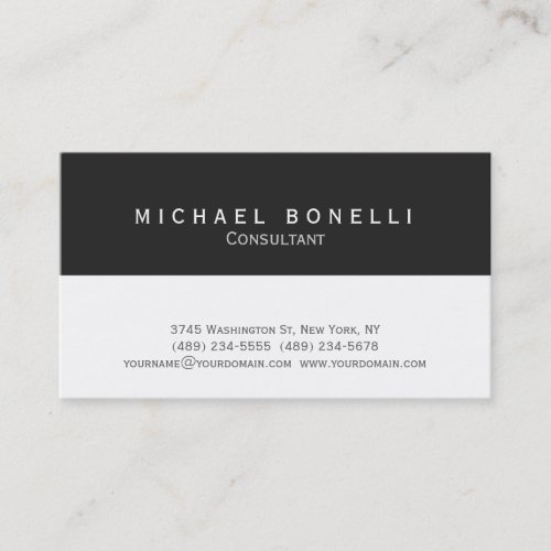 Modern Minimalist Dark Grey White Business Card