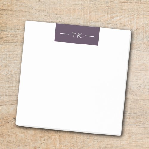 Modern Minimalist Dark Purple Monogram initials Post_it Notes