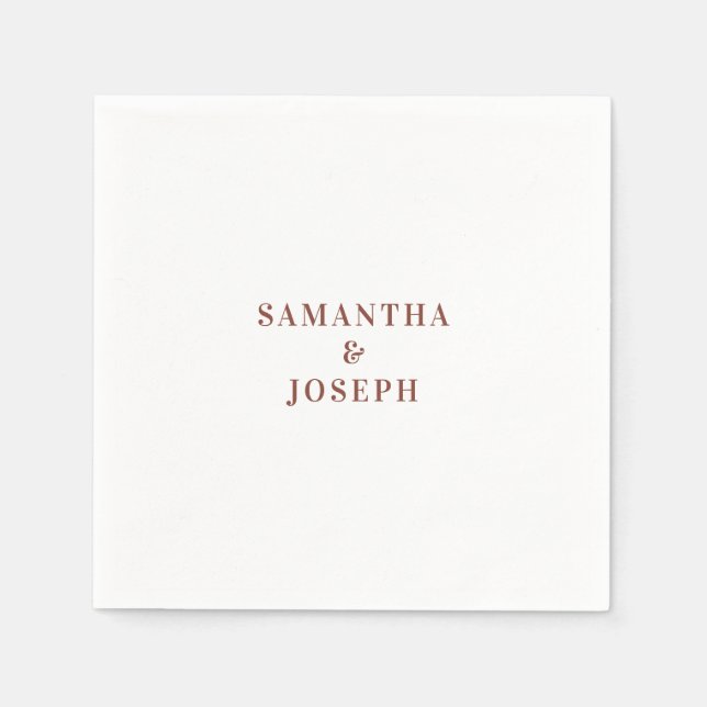 Modern Minimalist Dark Terracotta Wedding Napkins (Front)