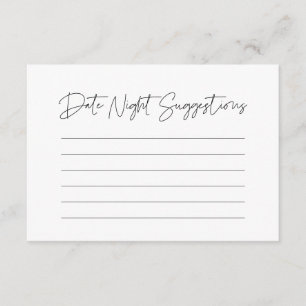 Modern Minimalist Date night ideas  Enclosure Card
