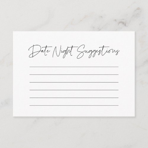 Modern Minimalist Date night ideas  Enclosure Card