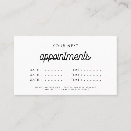 Modern minimalist dates reminder appointment card