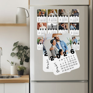 Modern Minimalist December 2026 Photo Calendar Magnet