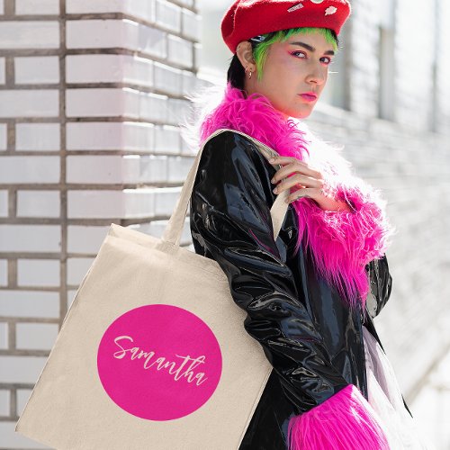 Modern Minimalist Deep Pink Dot Personalized Tote Bag