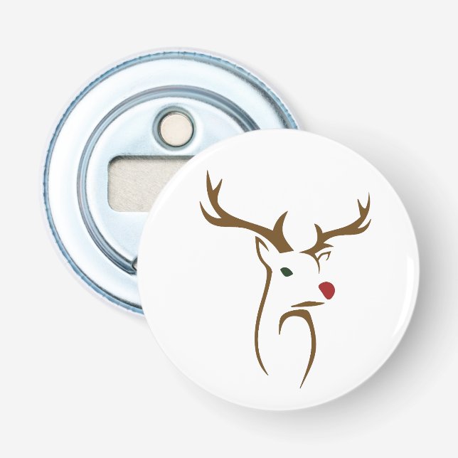 Modern Minimalist Deer Line Art Christmas Bottle Opener (Front)
