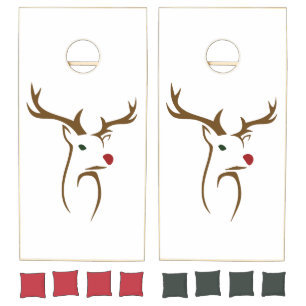 Modern Minimalist Deer Line Art Christmas Cornhole Set