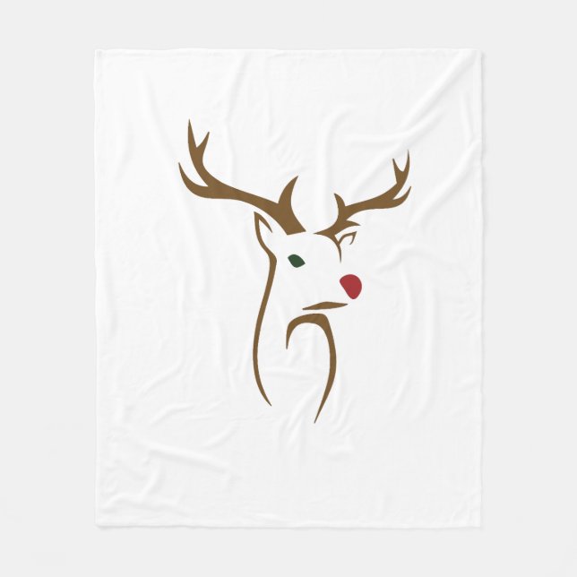 Modern Minimalist Deer Line Art Christmas Fleece Blanket (Front)