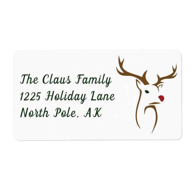 Modern Minimalist Deer Line Art Christmas Label (Front)