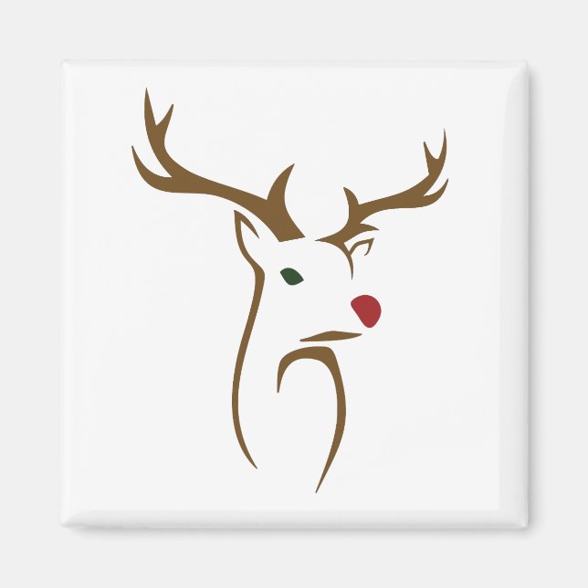 Modern Minimalist Deer Line Art Christmas Magnet (Front)