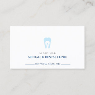Modern Minimalist Dentist Blue Tooth Logo Dental Business Card