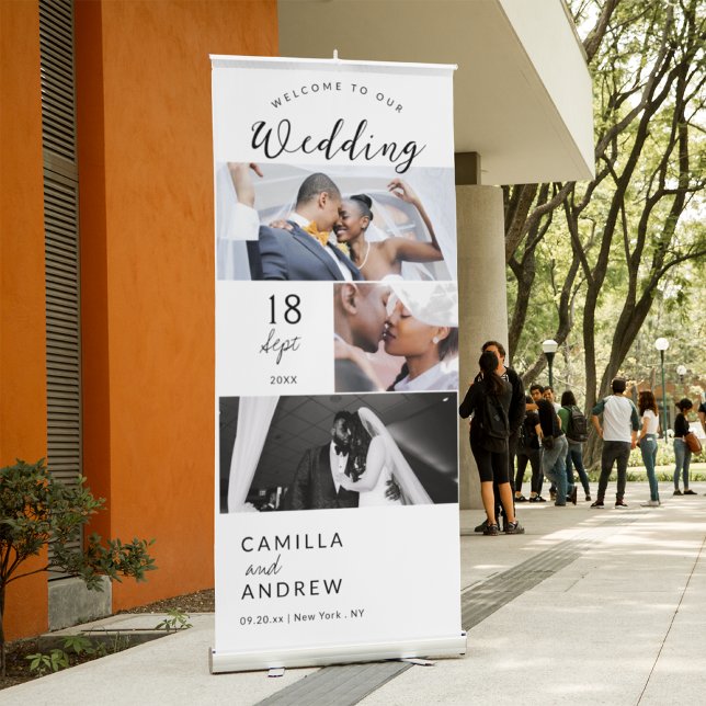 Modern Minimalist Design Custom Wedding Photo Retractable Banner (Creator Uploaded)
