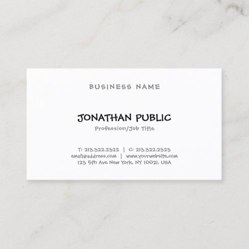 Modern Minimalist Design Cute Sleek Plain Trendy Business Card
