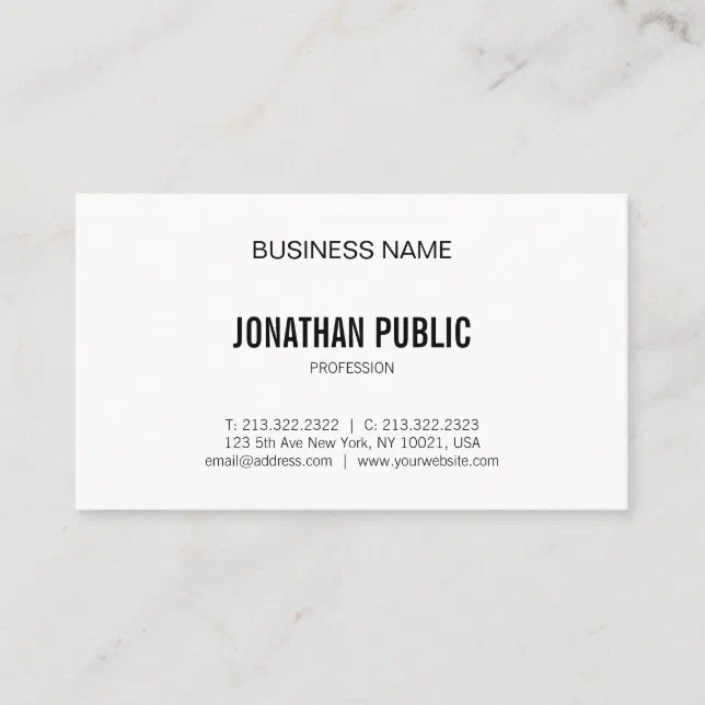 Modern Minimalist Design Elegant Plain Trendy Business Card | Zazzle