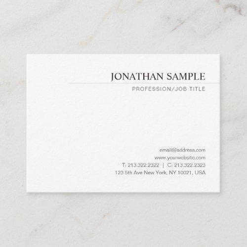 Modern Minimalist Design Elegant Simple Template Business Card