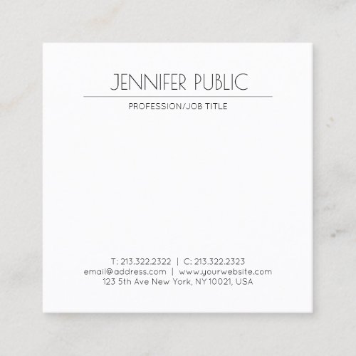 Modern Minimalist Design Elegant Trendy Plain Square Business Card