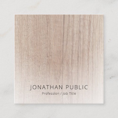 Modern Minimalist Design Elegant Wood Look Square Business Card