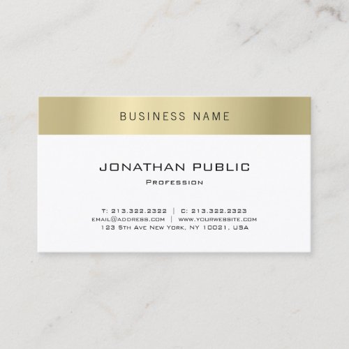 Modern Minimalist Design Gold Elegant Plain Luxury Business Card