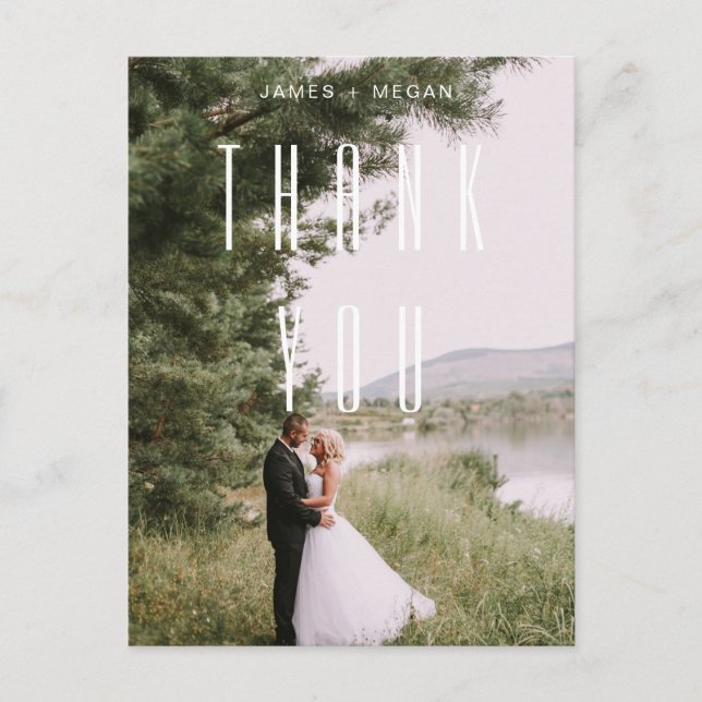 Modern Minimalist Design Photo Wedding Thank You Postcard (Front)