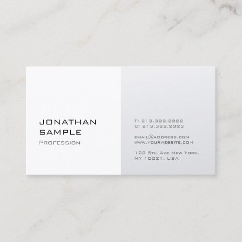 Modern Minimalist Design Silver White Plain Trendy Business Card