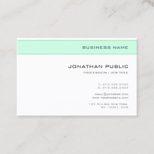 Modern Minimalist Design Trendy Elegant Mint Green Business Card