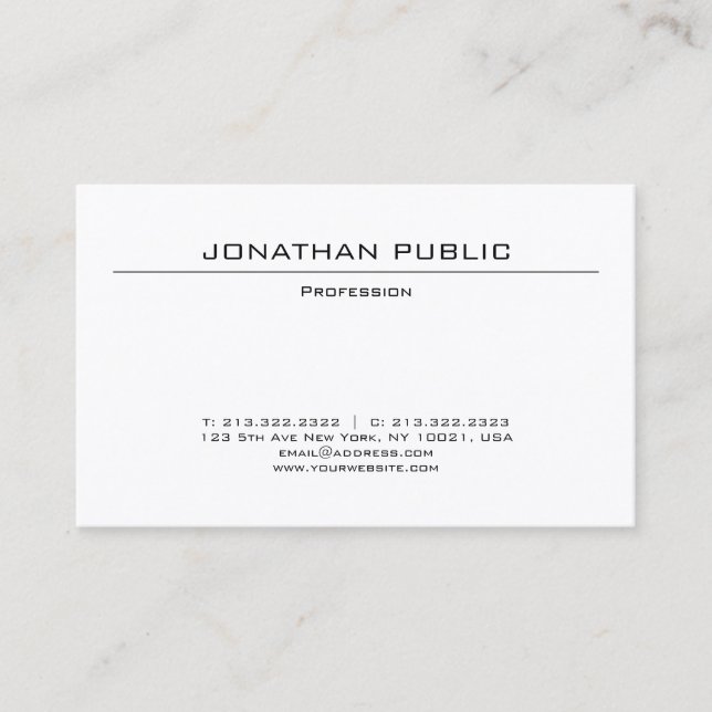 Modern Minimalist Design Trendy Plain Elegant Business Card (Front)