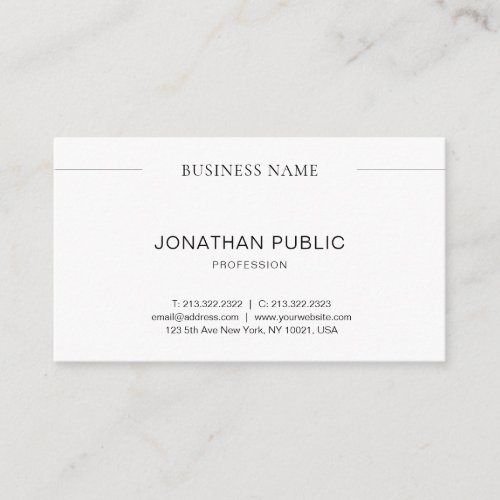 Modern Minimalist Design Trendy Simple Template Business Card