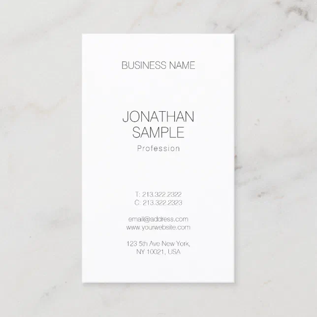 Modern Minimalist Design Vertical Template Elegant Business Card | Zazzle