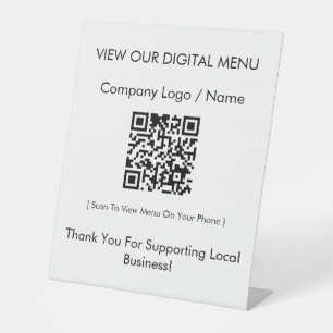 Modern Minimalist Digital Menu QR Code Restaurant Pedestal Sign