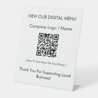 Modern Minimalist Digital Menu QR Code Restaurant Pedestal Sign