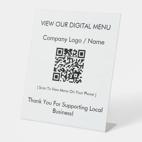 Modern Minimalist Digital Menu QR Code Restaurant Pedestal Sign