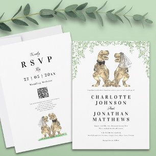 Modern Minimalist Dinosaur Theme Wedding Invitation