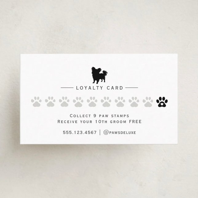 Modern Minimalist Dog Grooming Silhouette Logo Loyalty Card (Creator Uploaded)