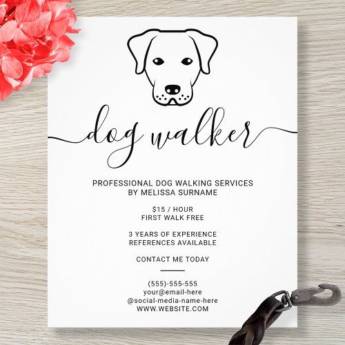 Modern Minimalist Dog Line Art Design _ Dog Walker Flyer