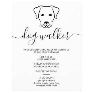 Modern Minimalist Dog Line Art Design - Dog Walker Flyer