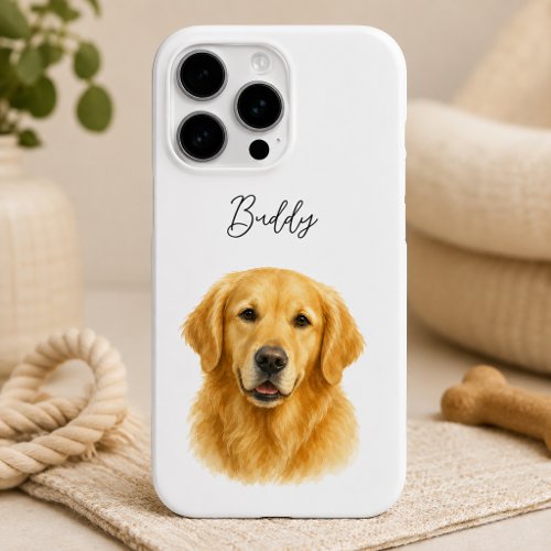 Modern Minimalist Dog Photo and Script Name iPhone 16 Pro Case
