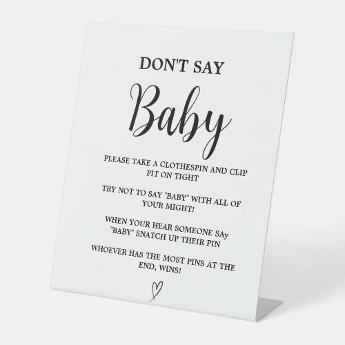 Modern minimalist dont say baby baby shower game pedestal sign