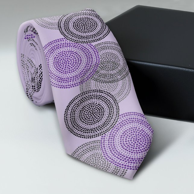 Modern Minimalist Dot Circle Black Purple Neck Tie (Trendy Neck Tie Pattern)