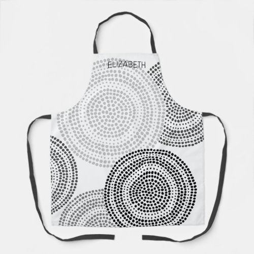 Modern Minimalist Dot Geometric Circle Black Grey Apron