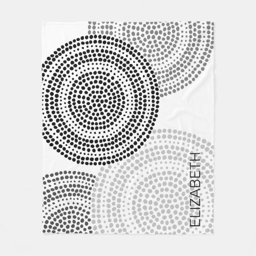 Modern Minimalist Dot Geometric Circle Black Grey Fleece Blanket