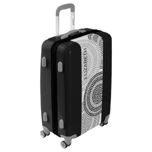 Modern Minimalist Dot Geometric Circle Black Grey Luggage